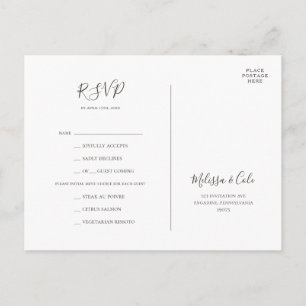 Rustic Winter   Charcoal Menu Choice RSVP Card