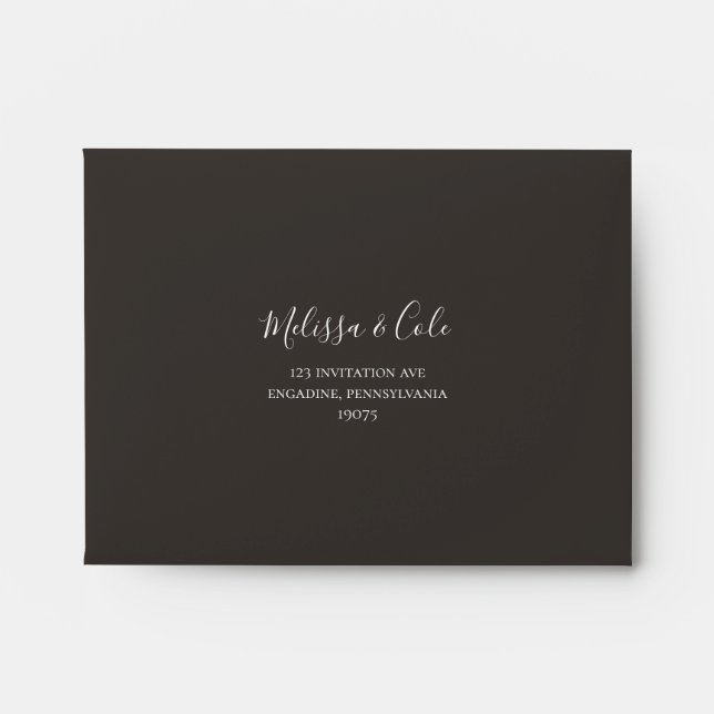 Rustic Winter | Charcoal Self Addressed RSVP Envelope (Front)