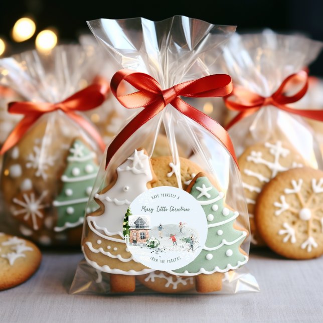 Rustic Winter Charm | Family Christmas Holiday Classic Round Sticker (Creator Uploaded)