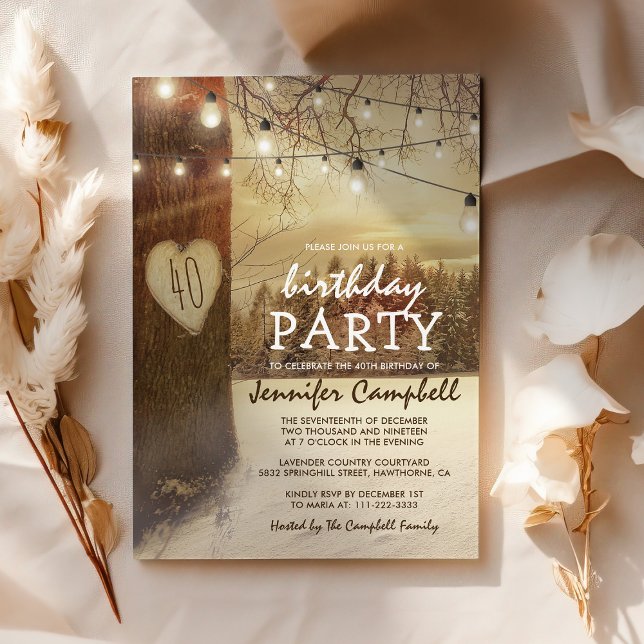 Rustic Winter Christmas Adult Birthday Party Invitation (Creator Uploaded)