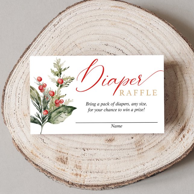 Rustic winter Christmas baby shower diaper raffle Enclosure Card (Creator Uploaded)