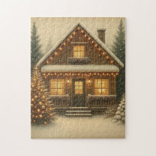 Rustic, winter/Christmas cabin Jigsaw Puzzle
