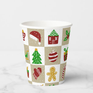 Rustic Winter Christmas Snow pattern Paper Cups