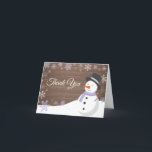 Rustic Winter Christmas Snowman Purple Thank You Card<br><div class="desc">Rustic Winter Christmas Snowman Purple Thank You Card</div>