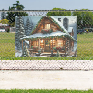 Rustic Winter/Christmas snowy cabin Banner