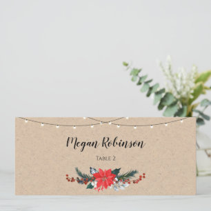 Rustic Winter Christmas Wedding Place Card