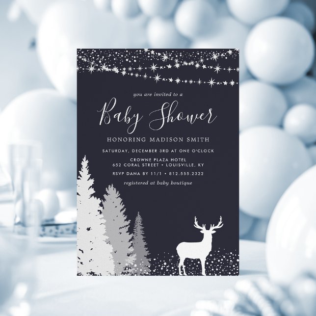 Rustic Winter Deer Woodland Baby Shower Invitation (Creator Uploaded)