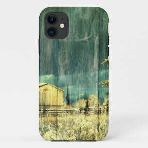 Rustic winter evergreen old barnwood cottage cabin Case-Mate iPhone case