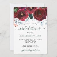 Rustic winter floral bridal shower invitation