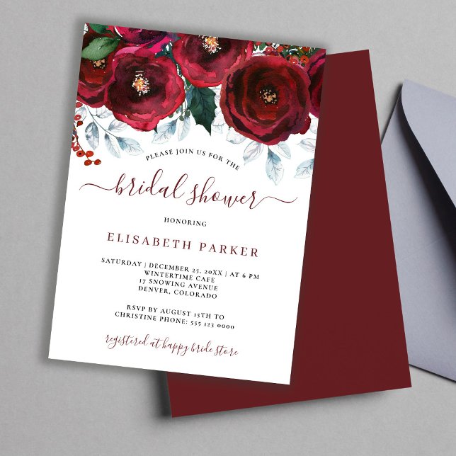 Rustic winter floral bridal shower invitation (Creator Uploaded)