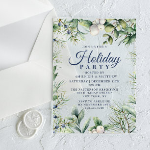 Rustic Winter Floral Christmas Holiday Acrylic Invitations