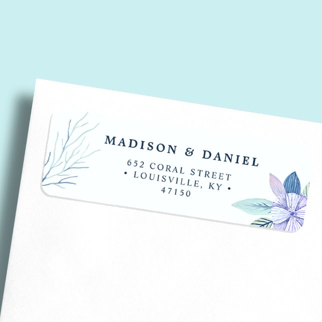 Rustic Winter Floral Navy Watercolor Address (Creator Uploaded)