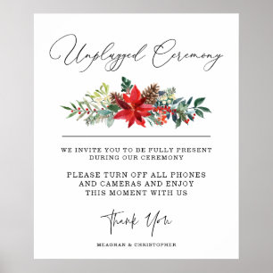 Rustic Winter Floral Unplugged Ceremony Sign