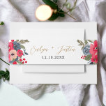 Rustic Winter Floral Watercolor gold Wedding<br><div class="desc">Wrap your wedding invitations in style with our Rustic Elegant Winter Floral Belly Band. This design captures the essence of the season, featuring a hand-painted watercolor frame adorned with a graceful blend of red flowers, soothing dusty blue hues, and verdant green pine branches. With an elegant script font, this belly...</div>