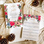 Rustic Winter Floral Watercolor Wedding all in One Invitation<br><div class="desc">Experience the enchantment of a winter wonderland with our Rustic Elegant Winter Floral Wedding All in one Invitation. This original design features a pretty hand-painted watercolor frame, beautifully blending red flowers, dusty blue hues, and lush pine branches in a wintery and Christmas-inspired floral composition. The elegant script font adds a...</div>