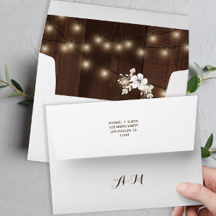 Rustic Winter Floral Wedding Barn Wood Lights Envelope