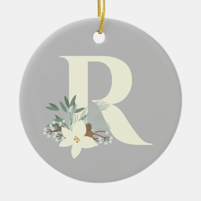 Rustic Winter Foliage Ceramic Tree Decoration (Front)