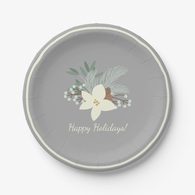 Rustic Winter Foliage Paper Plate (Front)