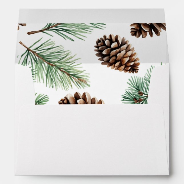 Rustic Winter Foliage Pine cone Wedding  Envelope (Back (Bottom))