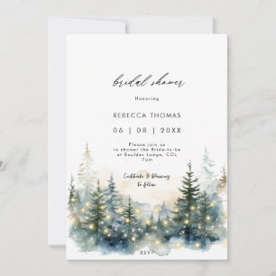 rustic winter forest bridal shower invitation