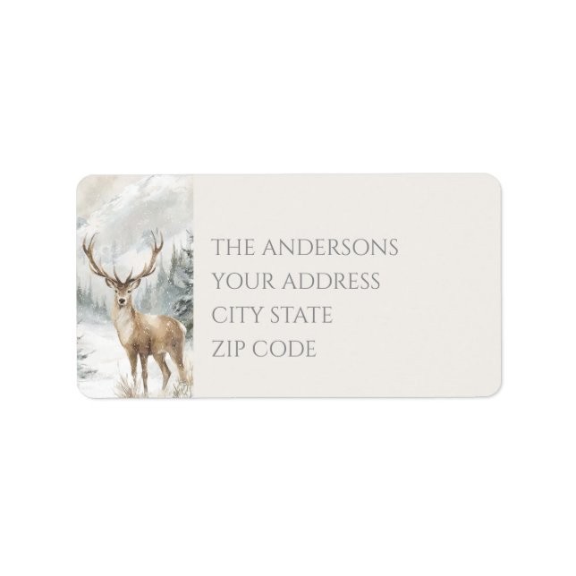 Rustic Winter Forest Deer  Label (Front)