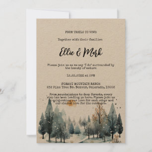 Rustic Winter Forest Mountain Outdoorsy Wedding Invitation