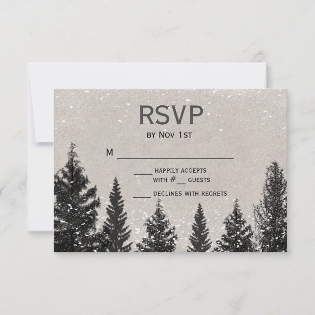 Rustic Winter Forest RSVP Card (Front)