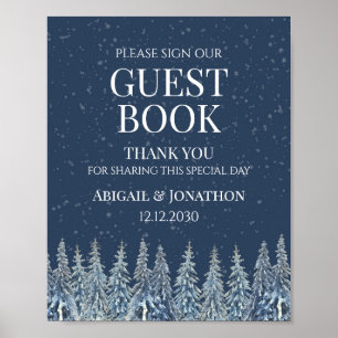 Rustic Winter Forest Wedding Guest Book Sign