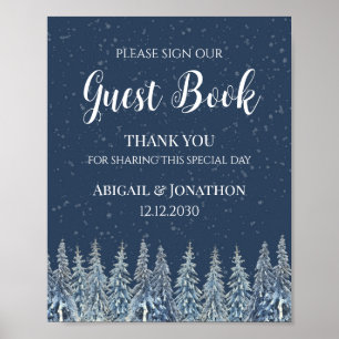 Rustic Winter Forest Wedding Guest Book Sign