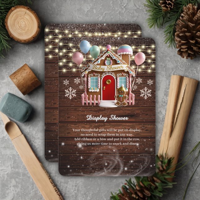 Rustic Winter Gingerbread House Baby Shower Enclosure Card (Creator Uploaded)