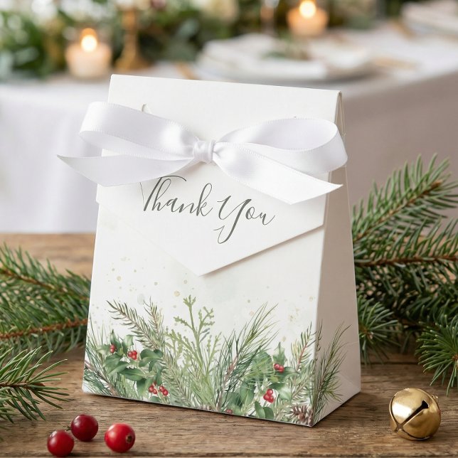 Rustic Winter Greenery Berries Pine Cone Wedding Favour Box (Creator Uploaded)