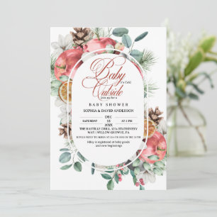 Rustic Winter Greenery Cold Outside Baby Shower  Invitation