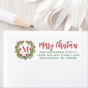 Rustic Winter Greenery Monogram Berry Wreath