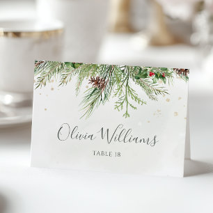 Rustic Winter Greenery Wedding Place Card