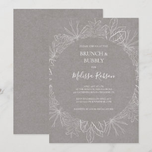 Rustic Winter   Grey Brunch and Bubbly Shower Invitation