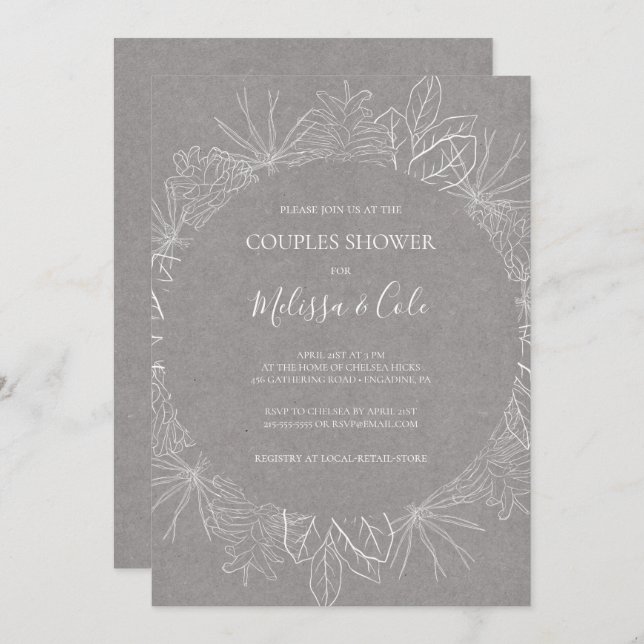 Rustic Winter | Grey Couples Shower Invitation (Front/Back)