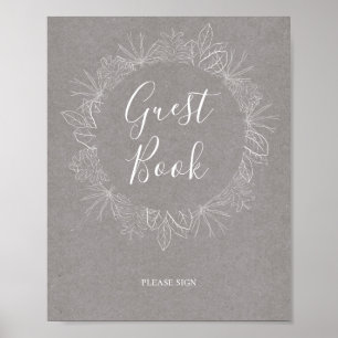 Rustic Winter   Grey Guest Book Sign