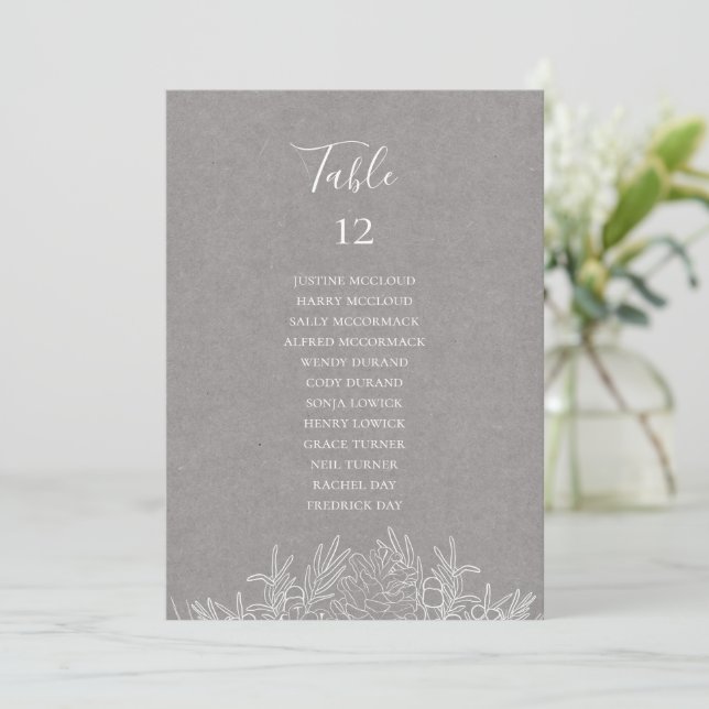 Rustic Winter | Grey Table Number Seating Chart (Standing Front)