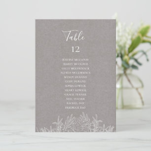 Rustic Winter Grey Table Number Seating Chart