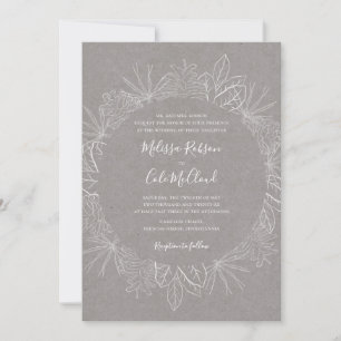 Rustic Winter   Grey Wedding Invitation