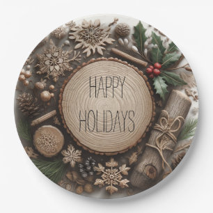 Rustic Winter Holiday Country Christmas  Paper Plate