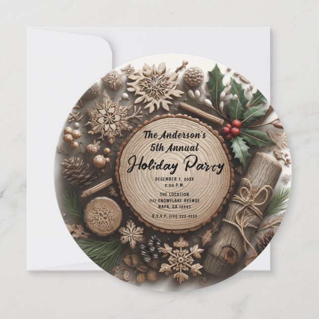 Rustic Winter Holiday Country Christmas Party Invitation (Front)