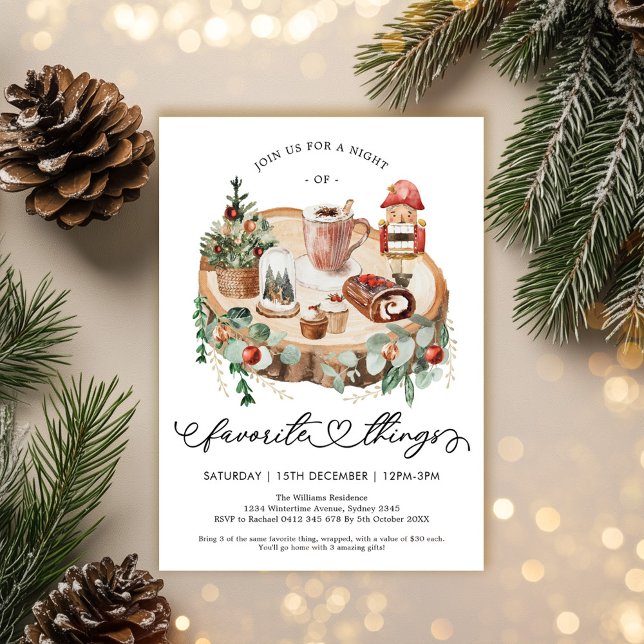 Rustic Winter Holiday Favourite Things Party Invitation (Creator Uploaded)
