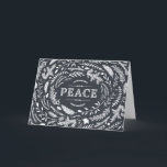 Rustic Winter Holiday Greeting Card<br><div class="desc">Cute modern holiday greeting card features a whimsical rustic border or branches and leaves surrounding the word Peace on a faux chalkboard background. Click Customise It to add your own custom text and photos inside the card or leave blank to add a handwritten message for family and friends.</div>