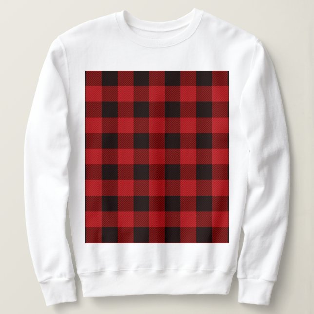 rustic winter holiday red black buffalo plaid sweatshirt (Design Front)