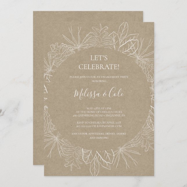 Rustic Winter | Kraft Let's Celebrate Invitation (Front/Back)