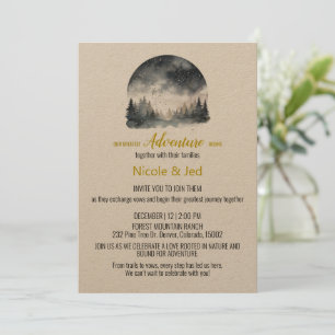 Rustic Winter Kraft Pine Trees Outdoor Wedding  Invitation