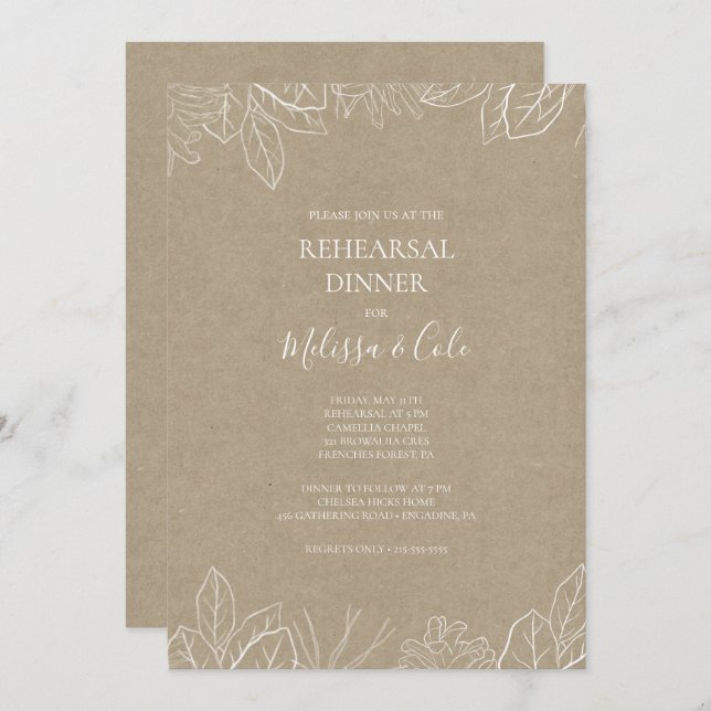 Rustic Winter | Kraft Rehearsal Dinner Invitation (Front/Back)