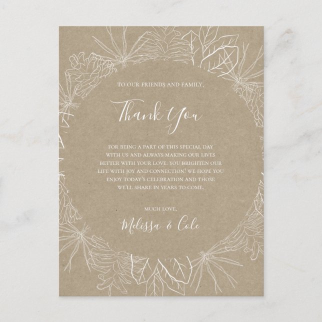 Rustic Winter | Kraft Thank You Reception Card (Front)