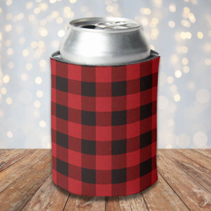 rustic winter lumberjack red buffalo plaid party can cooler
